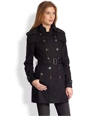 Burberry Brit Reymoore Black Double Breasted Trench Coat & Packable Insert